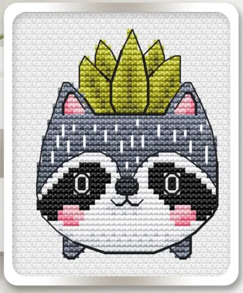 Ensembles de broderie point de croix comptés Pots de fleurs animaux 14CT 18CT toile vierge