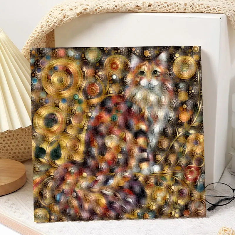 Peinture à diamants de chat à la Klimt