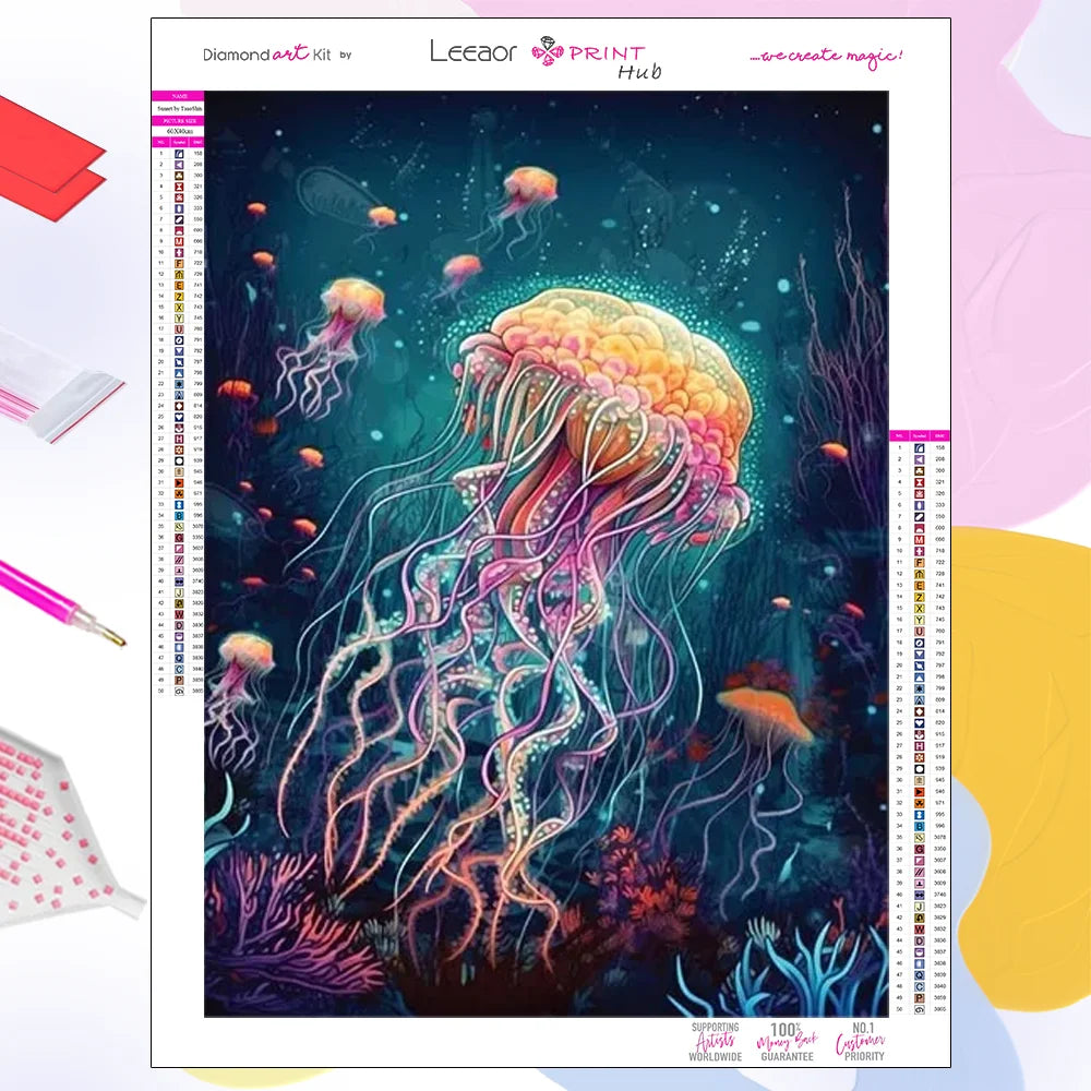 Diamond paintings underwater world, turtle, jellyfish, octopus, starfish