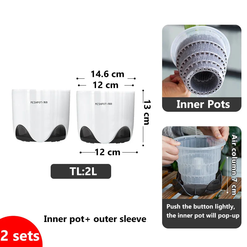 Macetas de plástico para orquídeas de 12 o 15 cm, jardinera de interior transparente de doble capa, contenedor para plantas