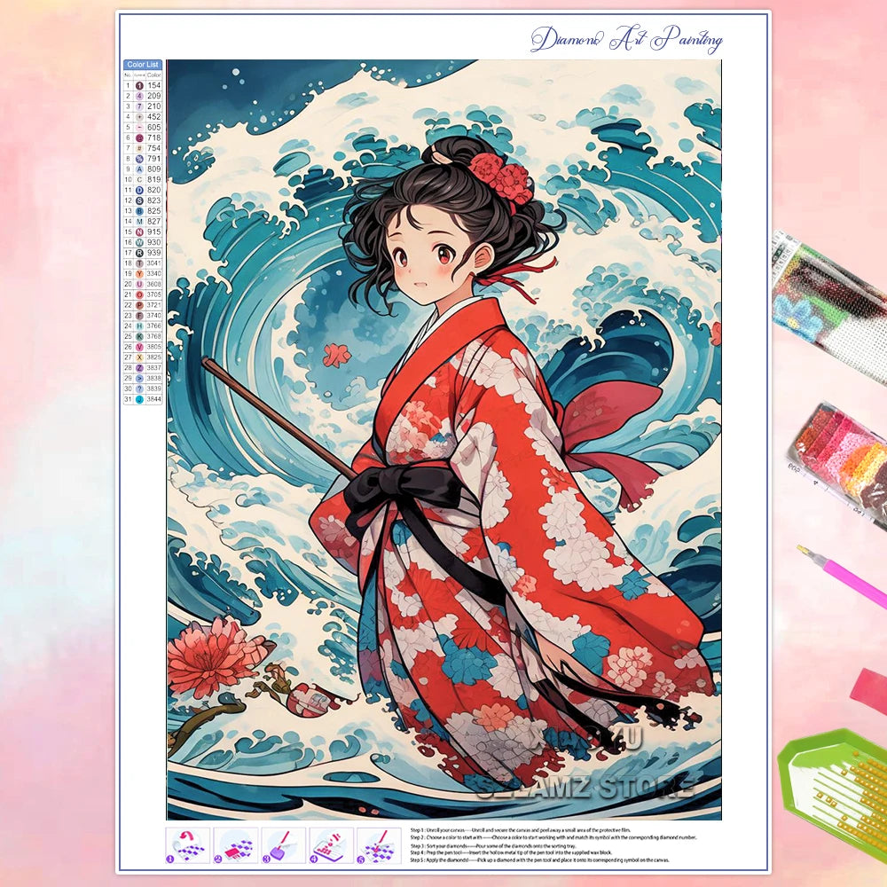 Peintures à diamants fleur de cerisier Fuji Japon