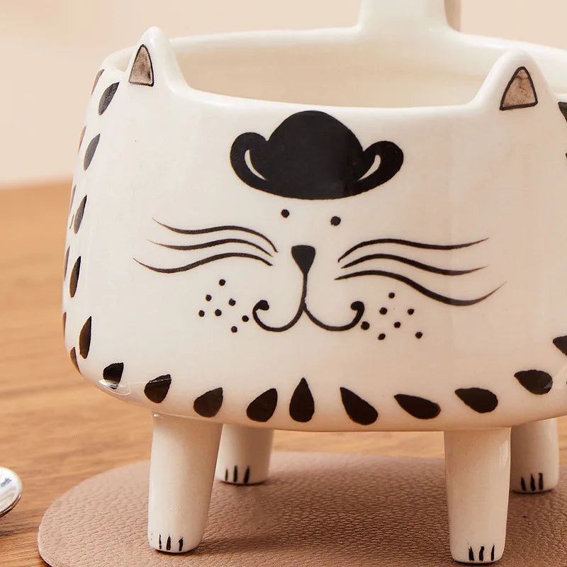 Taza de cerámica con forma de gato con cuatro patas 350ml