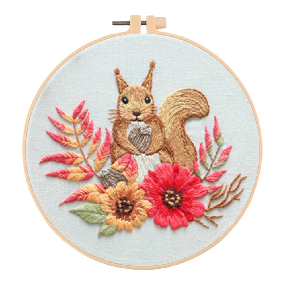 Kits de broderie pour débutants animaux renard girafe oiseau papillon