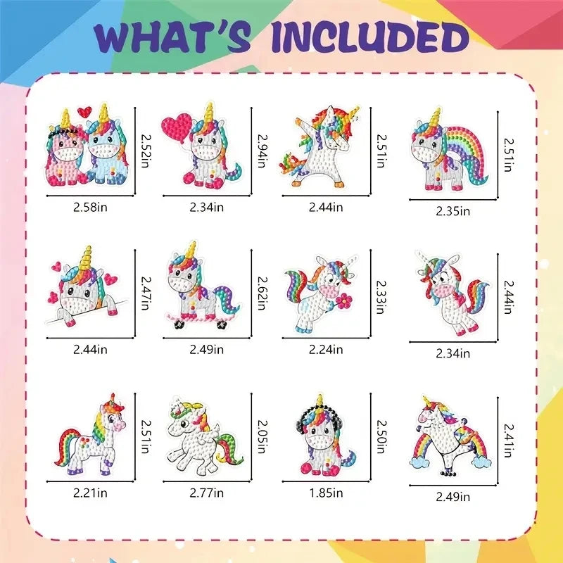 Peintures à diamants pour enfant Autocollants Licorne 6-12 ans