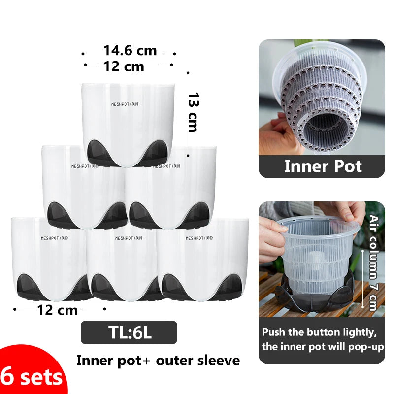 Macetas de plástico para orquídeas de 12 o 15 cm, jardinera de interior transparente de doble capa, contenedor para plantas