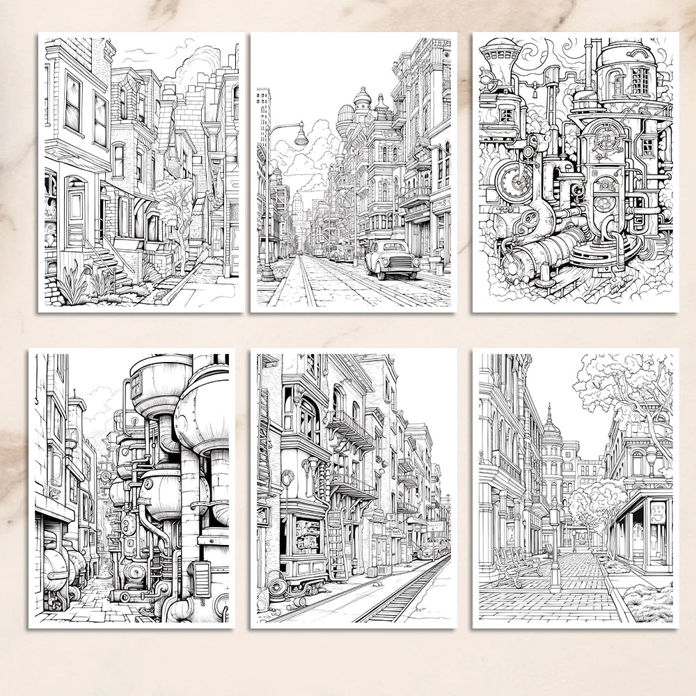 A4 100gsm Steampunk Colouring Book for Teens and Adults