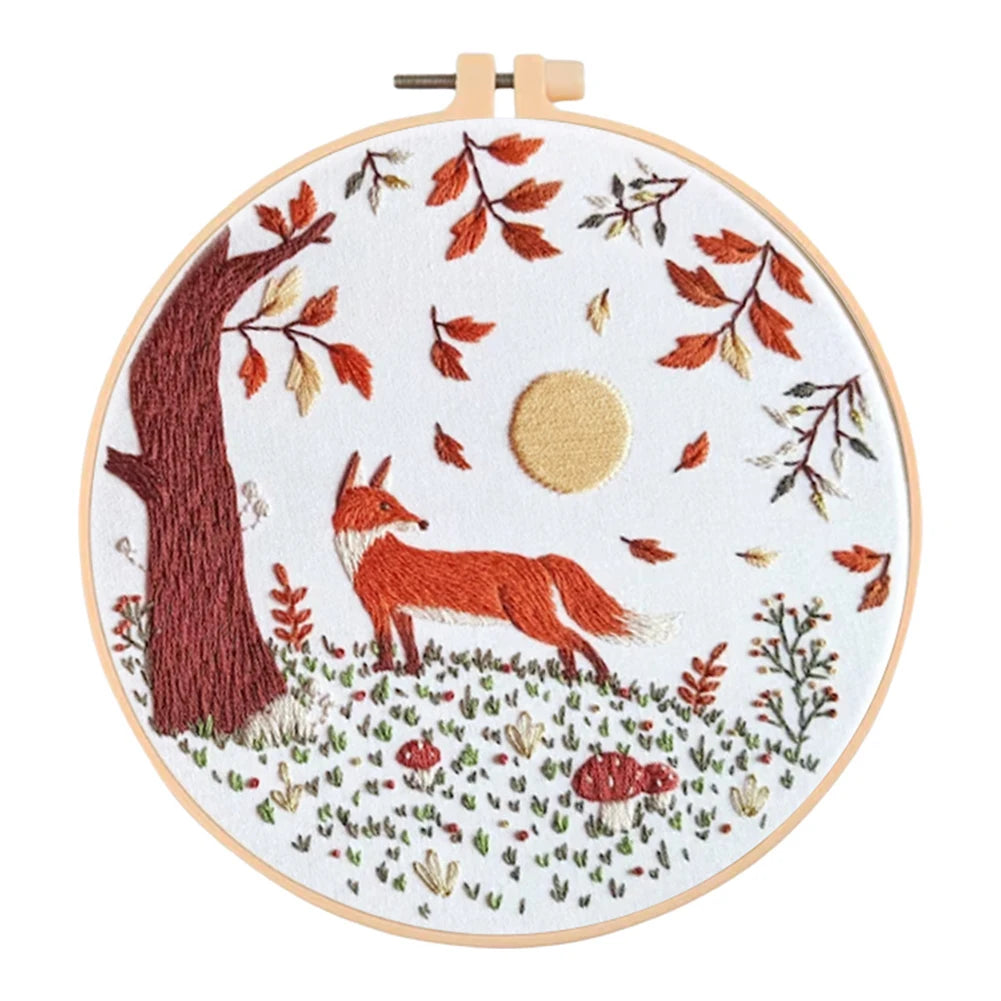 Kits de broderie pour débutants animaux renard girafe oiseau papillon