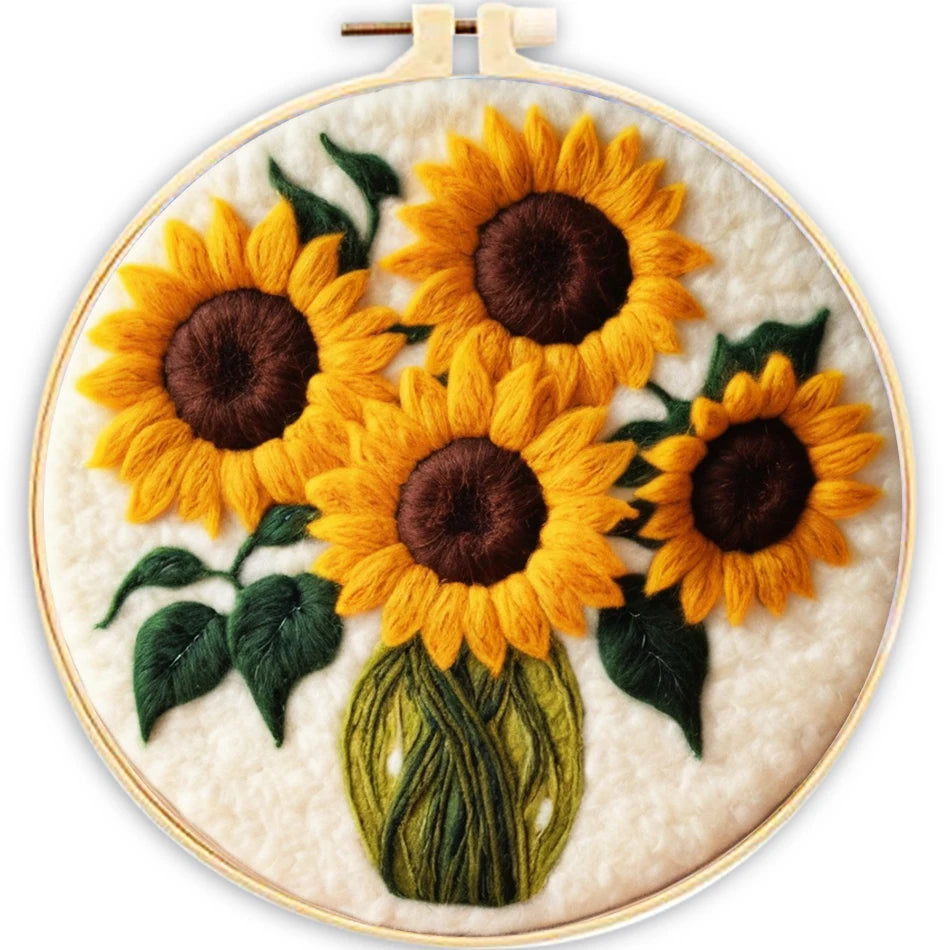 DIY kits de Peinture en feutre de laine fleurs colorées, peinture créative en feutre