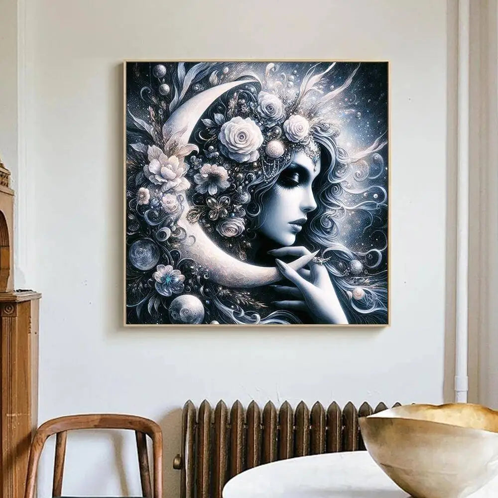 Peinture à diamant Femme à la lune
