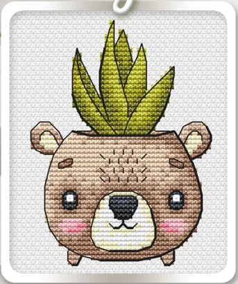 Ensembles de broderie point de croix comptés Pots de fleurs animaux 14CT 18CT toile vierge