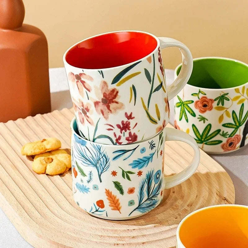 Tasse en céramique faite main 450ML fleurs