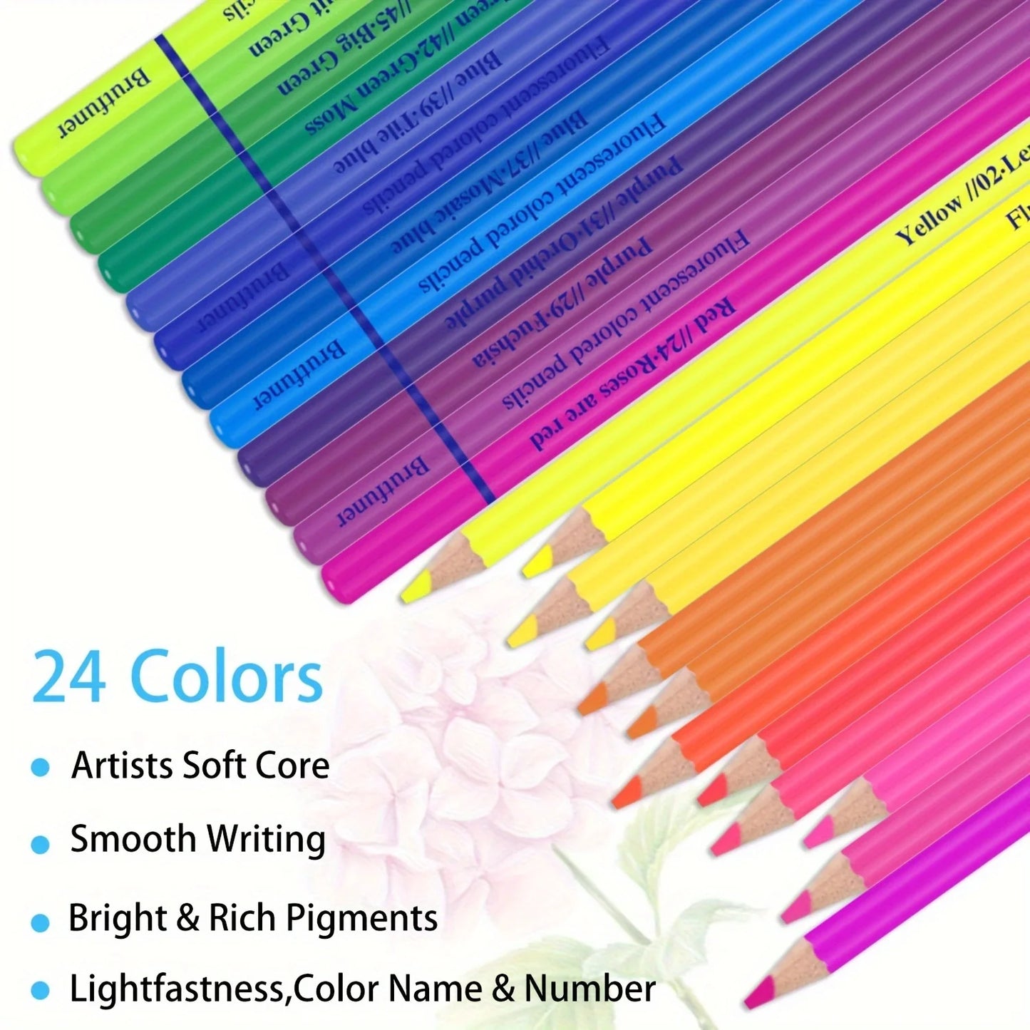 Brutfuner 24 crayons de couleur néon, fluorescente