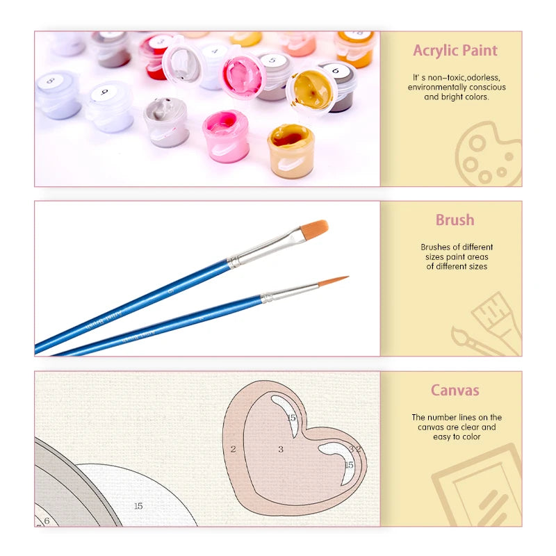 Peintures par numéros animaux pour enfant