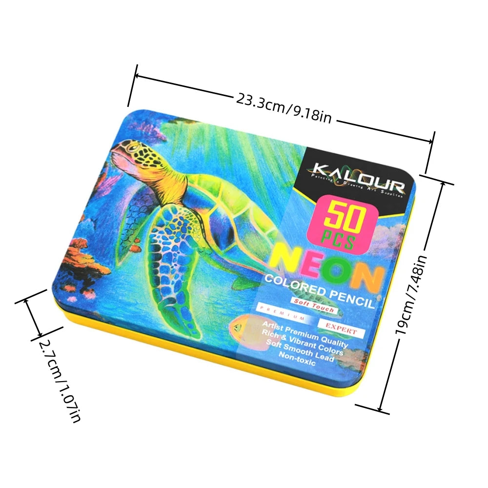 Ensemble de crayons de couleur néon de 50 crayons de dessin de couleur fluorescente