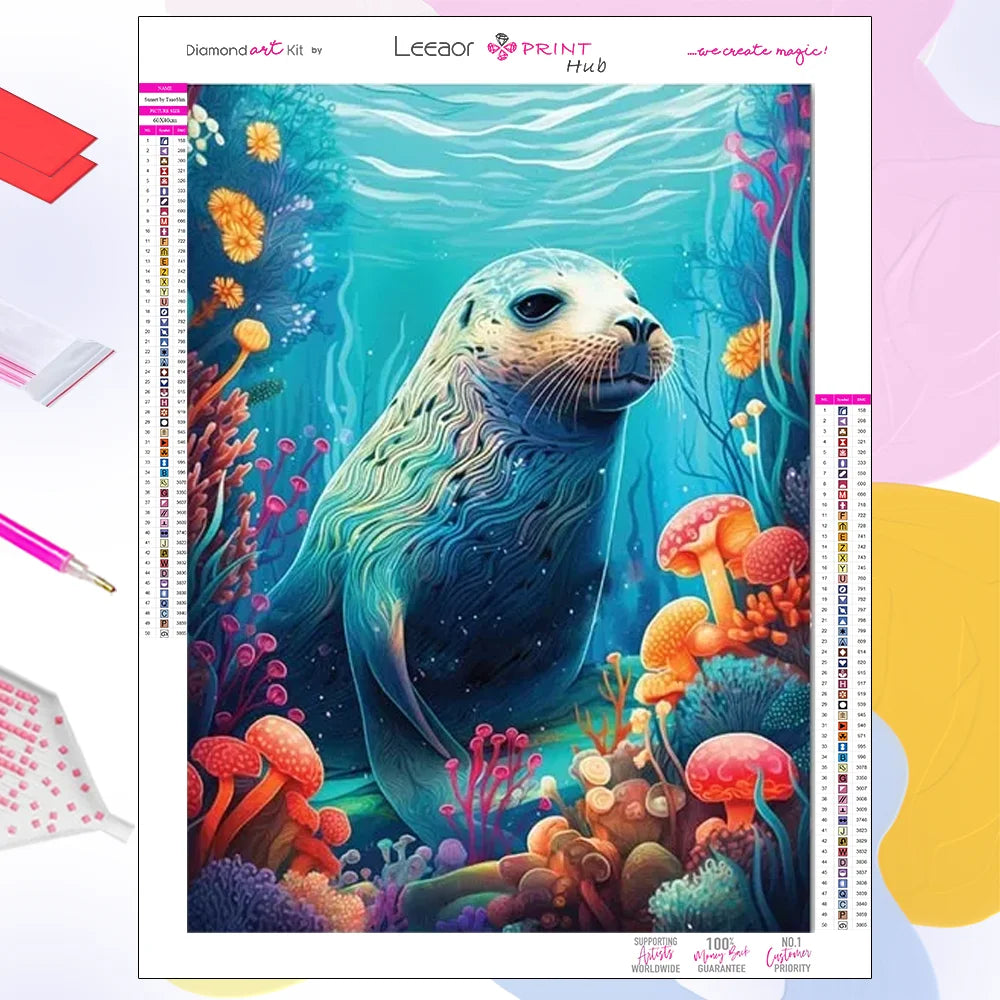 Diamond paintings underwater world, turtle, jellyfish, octopus, starfish