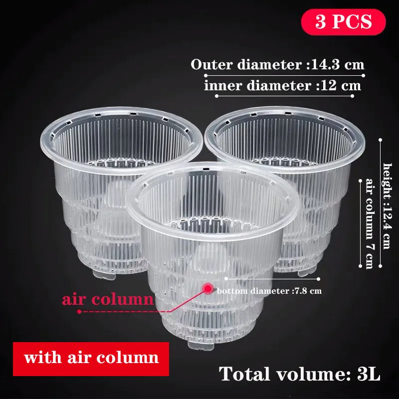 Macetas de plástico para orquídeas de 12 o 15 cm, jardinera de interior transparente de doble capa, contenedor para plantas