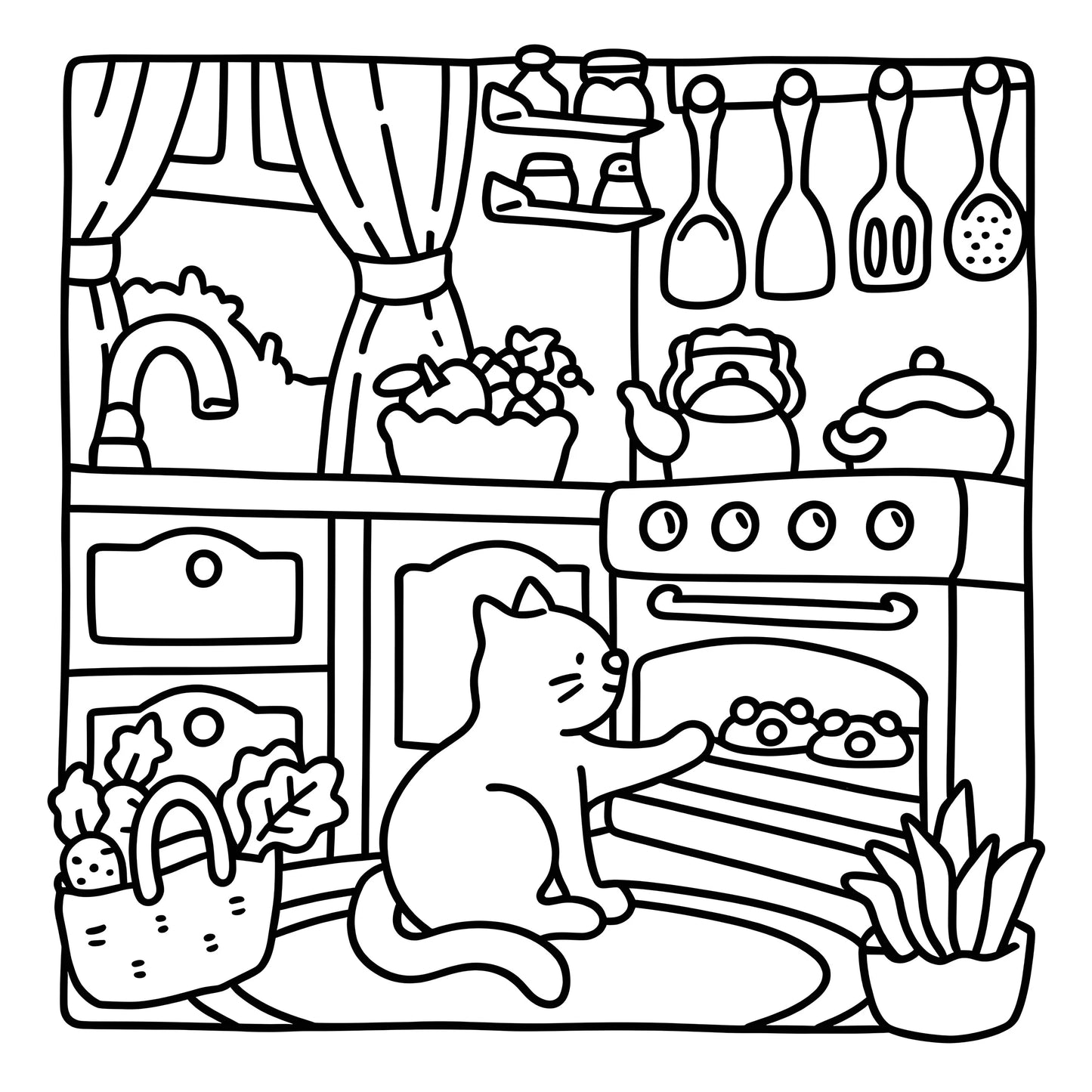 Livre de coloriage moments de chat Dessins mignons et simples