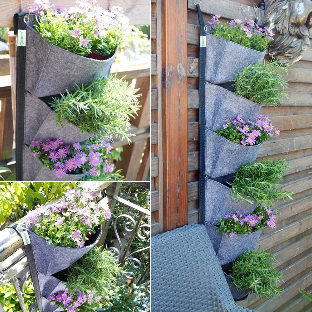 Sac de Plantation Vertical à Poches en Feutre Conteneur de Fleurs et Légumes