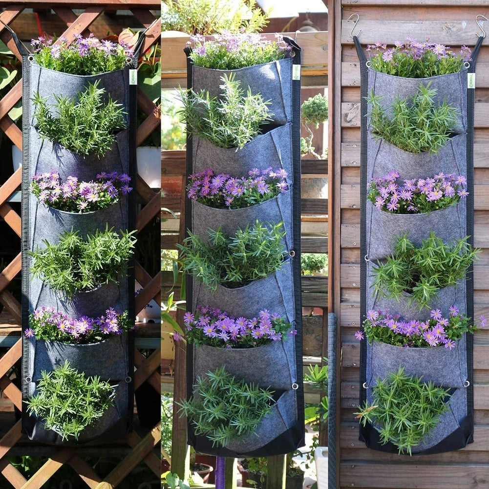 Sac de Plantation Vertical à Poches en Feutre Conteneur de Fleurs et Légumes