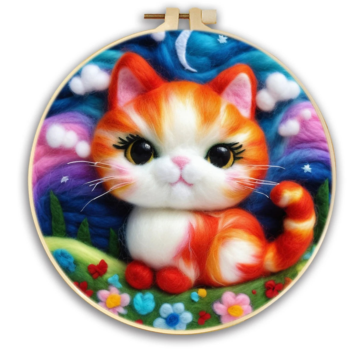 Kits de feutrage peinture avec cadre de broderie 20x20 cm animal