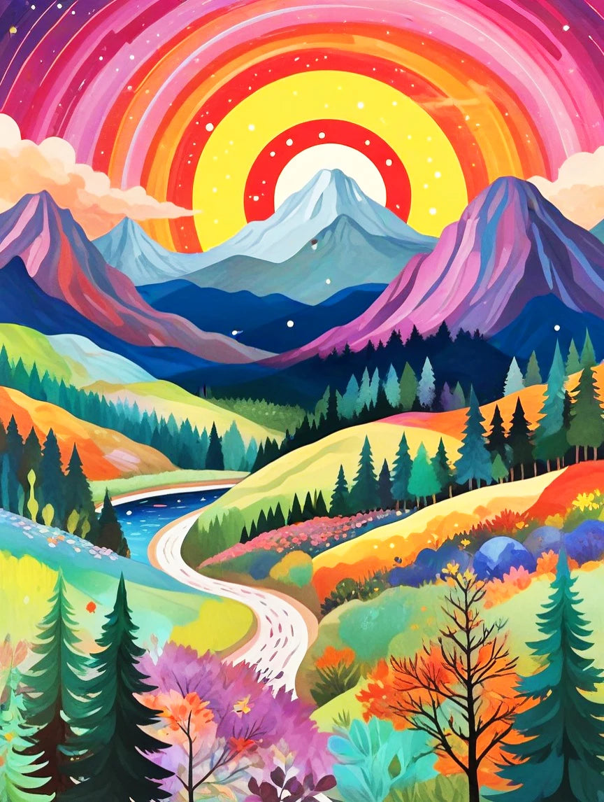 Painting by numbers Pink landscapes Mountains