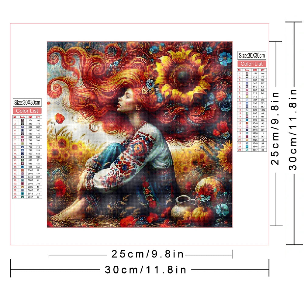 Pinturas de diamantes Mujer en un campo