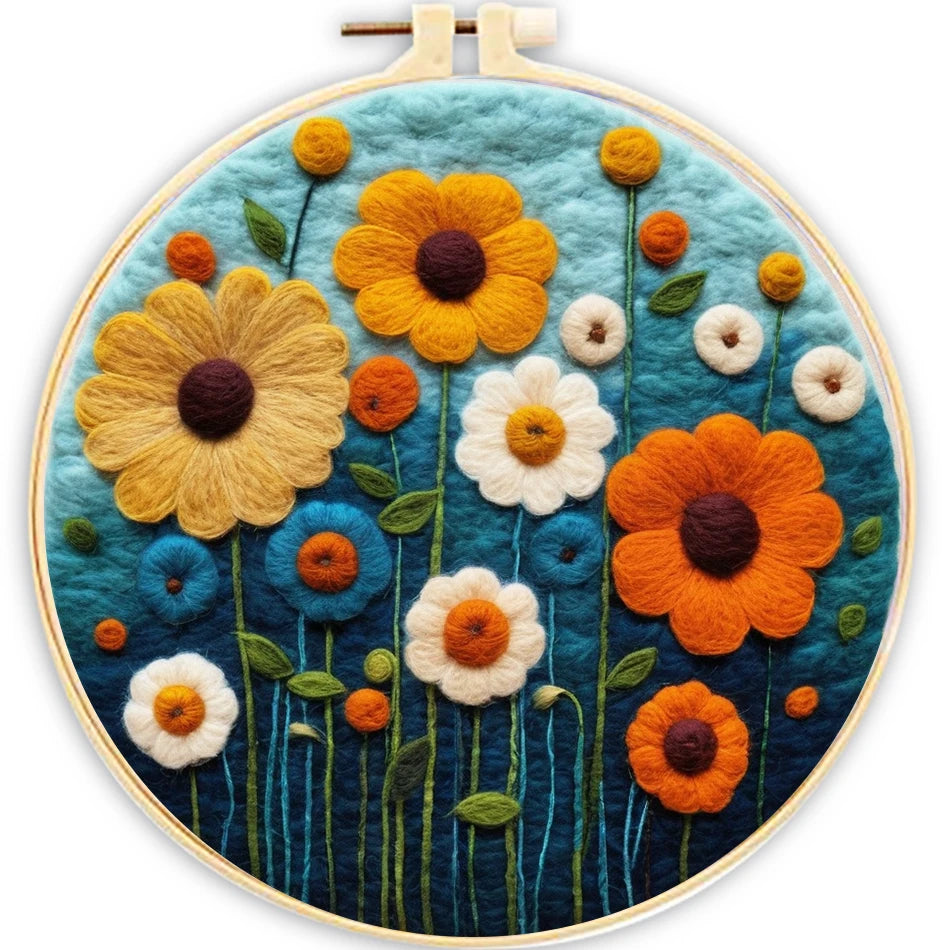 DIY kits de Peinture en feutre de laine fleurs colorées, peinture créative en feutre
