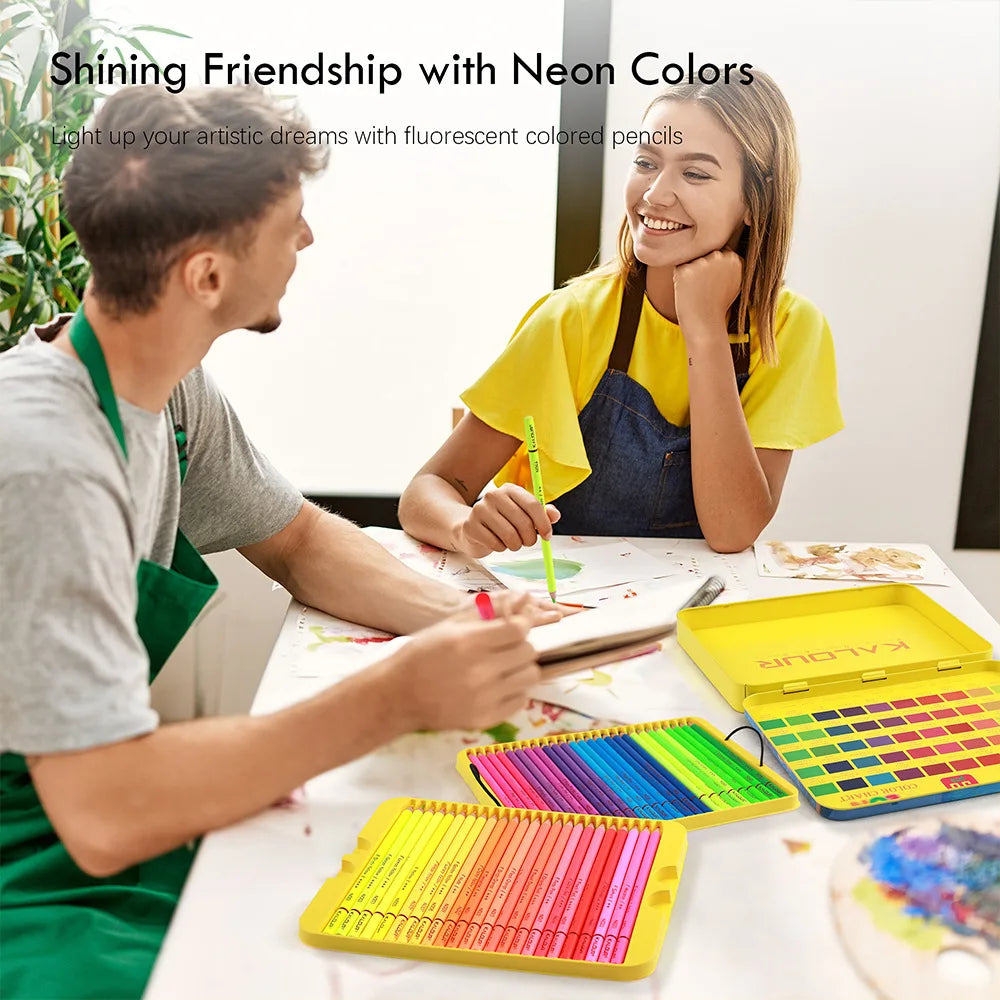 Ensemble de crayons de couleur néon de 50 crayons de dessin de couleur fluorescente