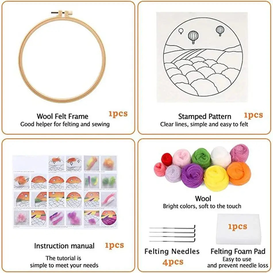 Kits de Peinture en laine feutrée pour débutants, oiseau et arbre, ensemble de démarrage