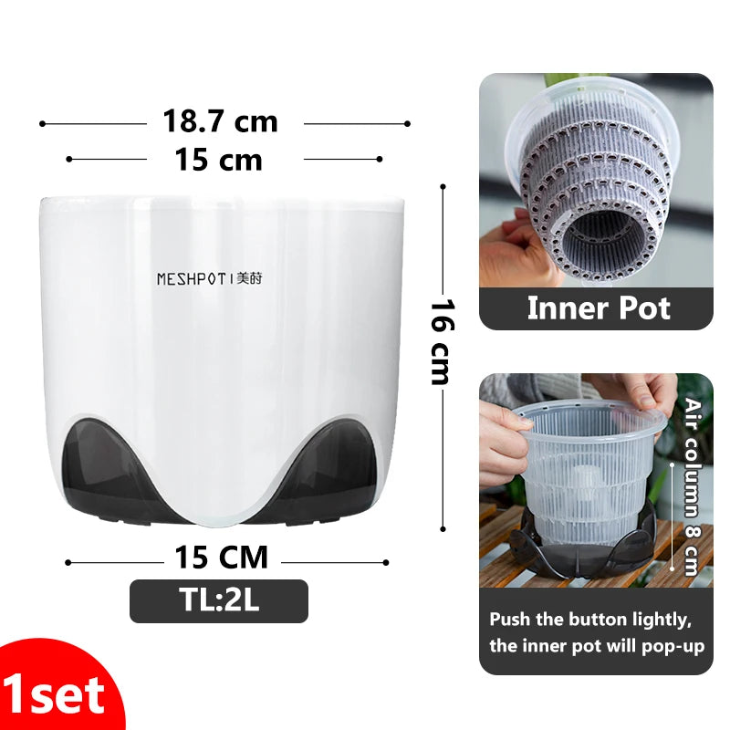 Macetas de plástico para orquídeas de 12 o 15 cm, jardinera de interior transparente de doble capa, contenedor para plantas