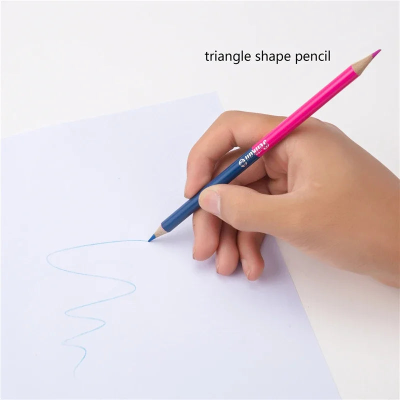 12 crayons de couleur à double pointe pour enfants 24 couleurs