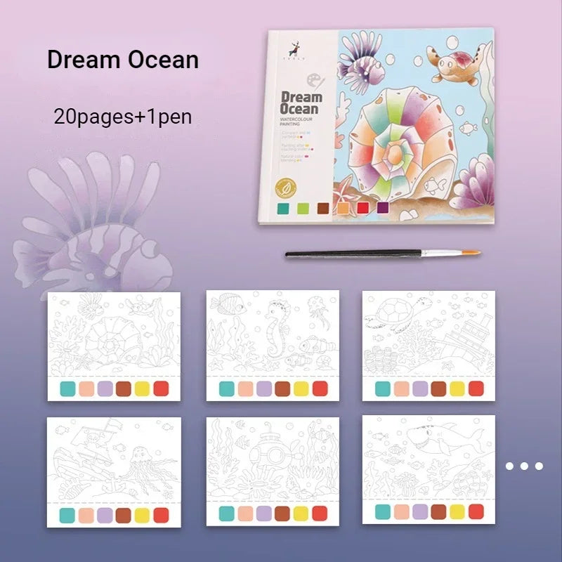 Livres de coloriage à la peinture à l'eau pour enfant 20 feuilles