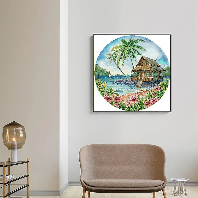 Kits de points de croix Joy Sunday Island View 11 CT 14 CT 16 CT