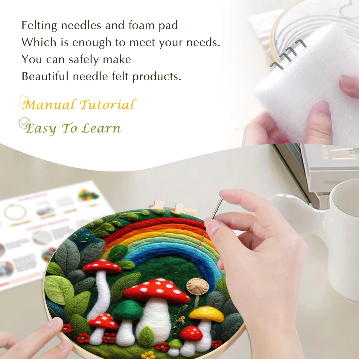 Feutrage DIY Kits de peinture en laine bricolage avec cadre