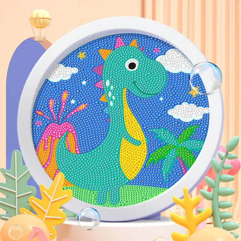 Peinture à diamants avec cadre rond pour enfant Licorne chat chien tigre sirène dragon