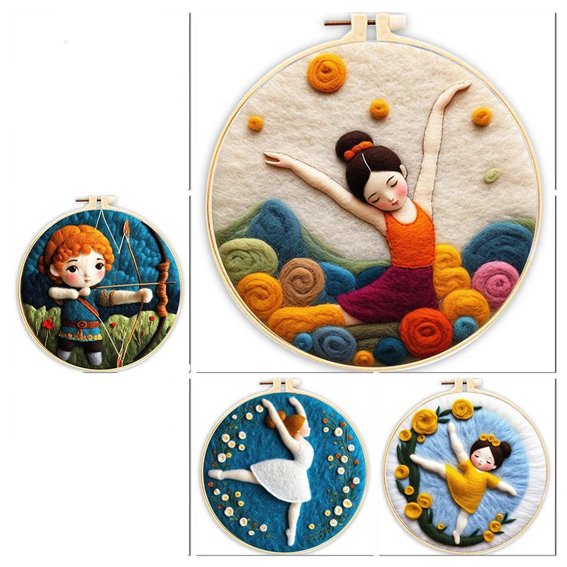 Kits de démarrage peinture en feutrage à l'aiguille petite fille