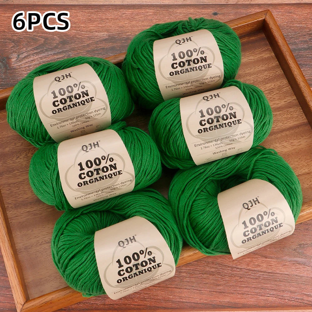 6 Pelotes de Laine en Coton doux 50gr x 6