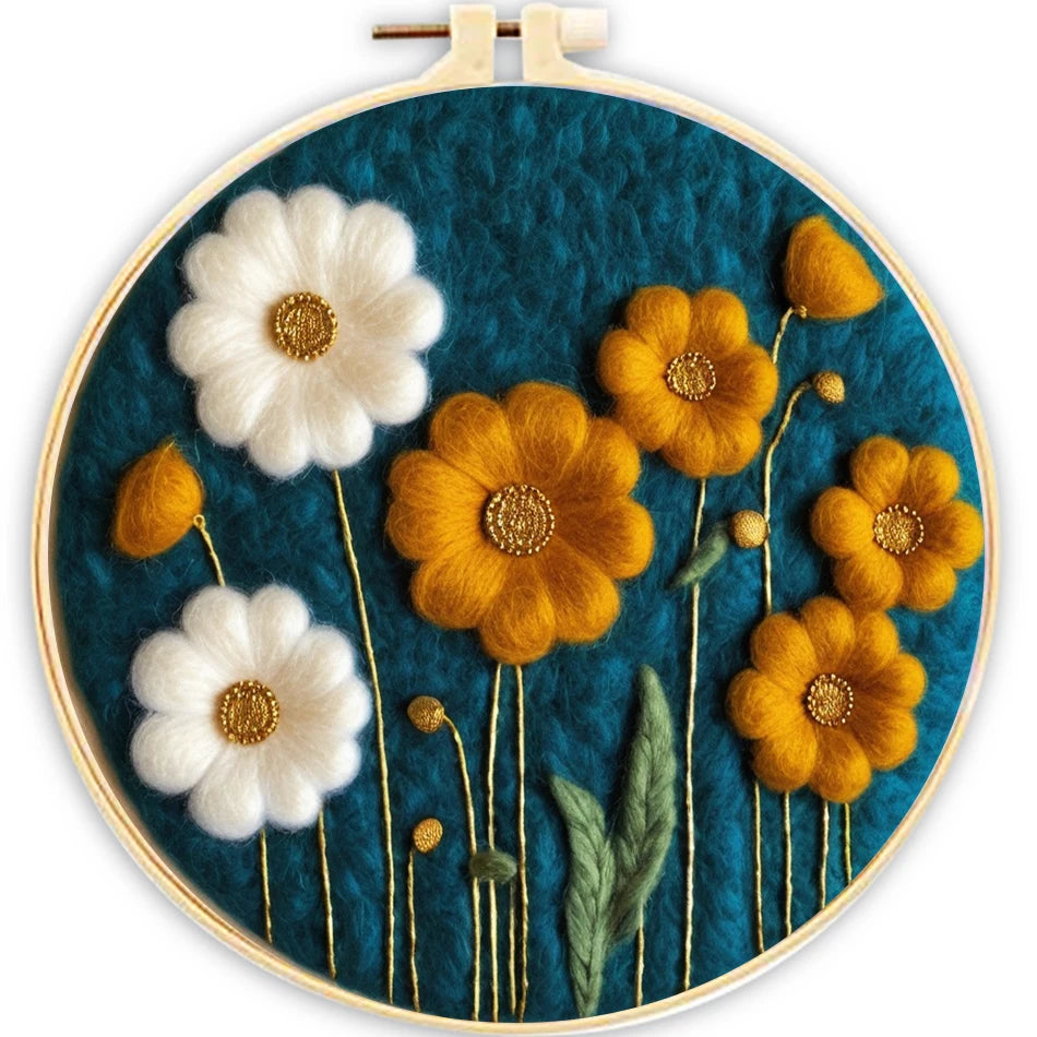 DIY kits de Peinture en feutre de laine fleurs colorées, peinture créative en feutre