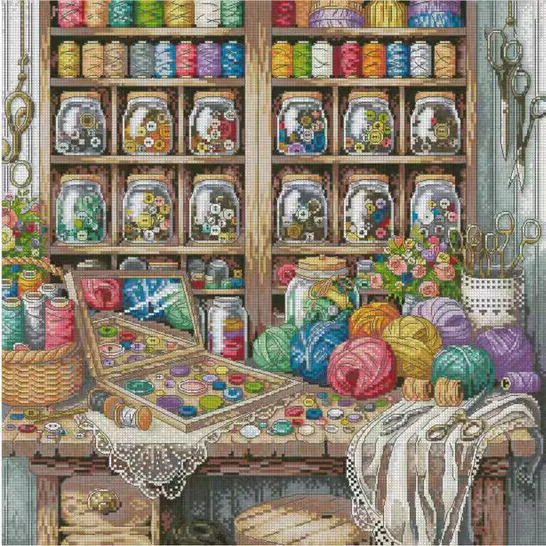 Kit de points de croix Atelier de couture 18CT 16CT 14CT