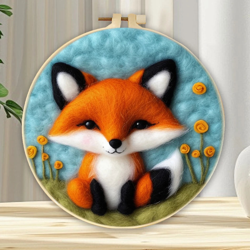 Kits de broderie de peinture en laine, motif d'animaux colorés