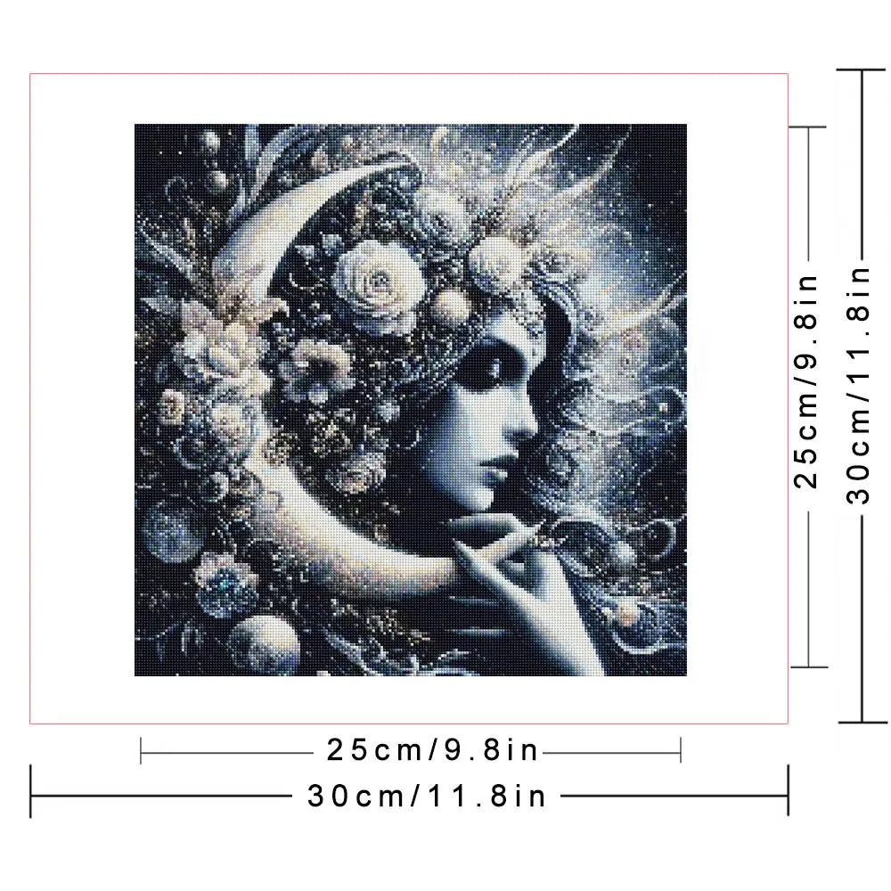 Peinture à diamant Femme à la lune