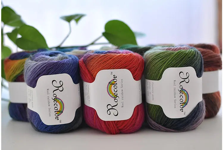 100% rainbow wool yarn 50gr