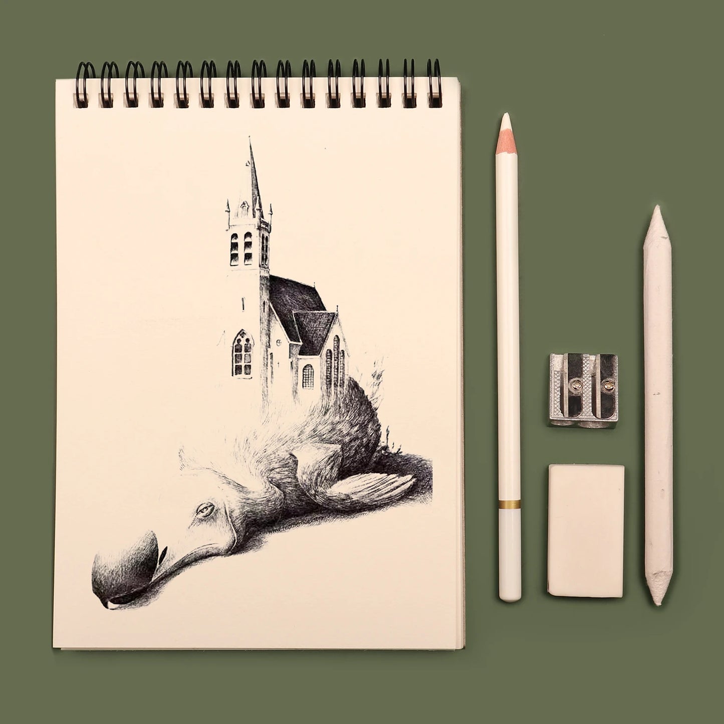 Ensemble de 3 crayons de charbon blanc SeamiArt pour croquis dessin