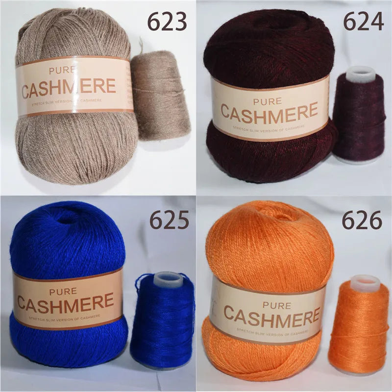 5 Pelotes de fil de Cashmere de Mongolie pour crochet 50gr x 5