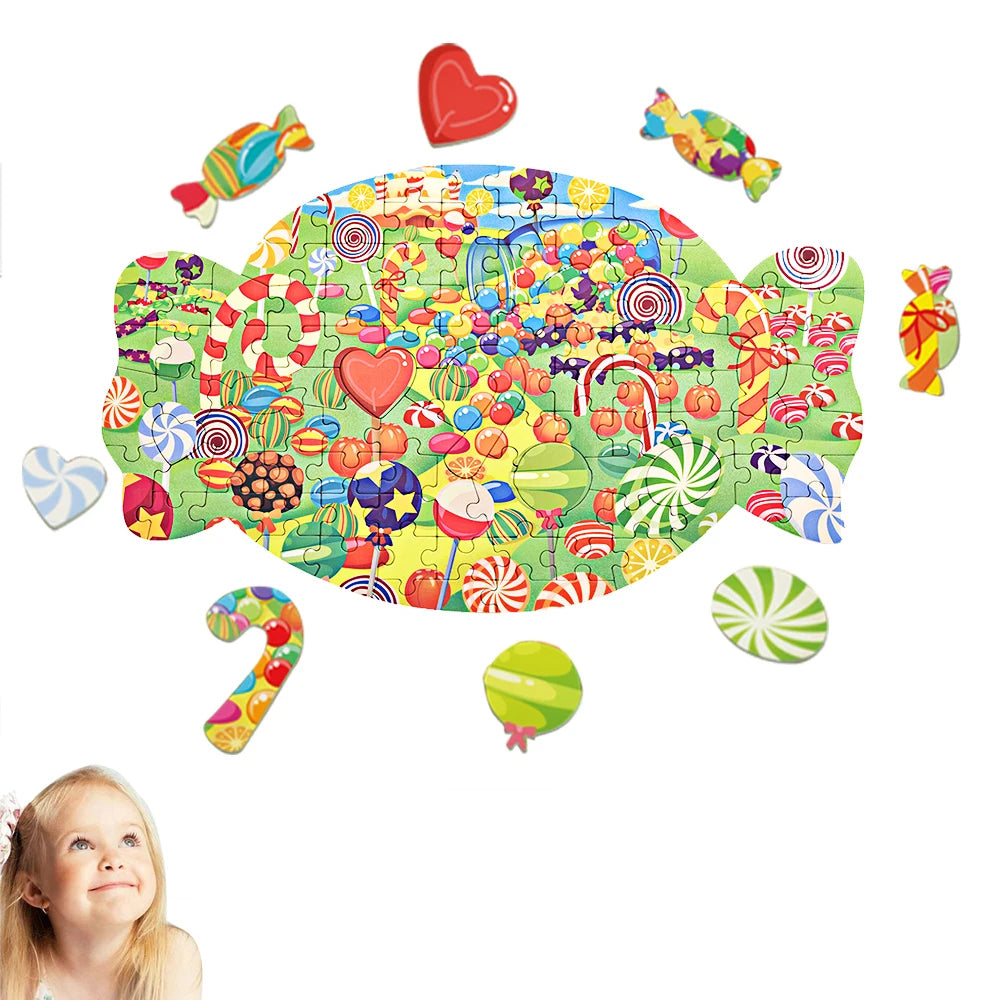 Children's puzzles in the shape of the illustrated theme