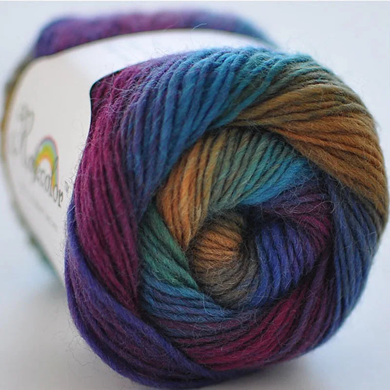 100% rainbow wool yarn 50gr