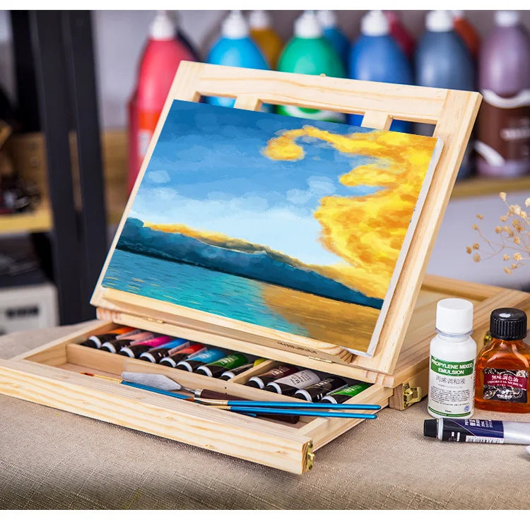 Portable wooden flat easel