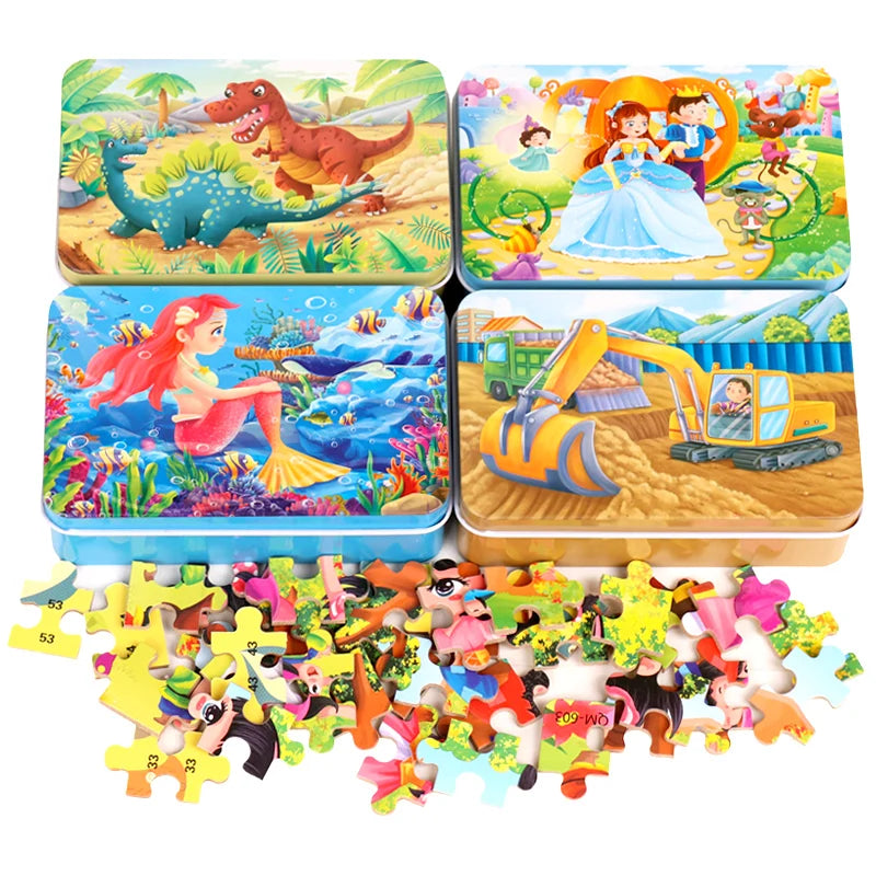 60 Pieces Puzzles for Kids Cartoon Animal Learning Game