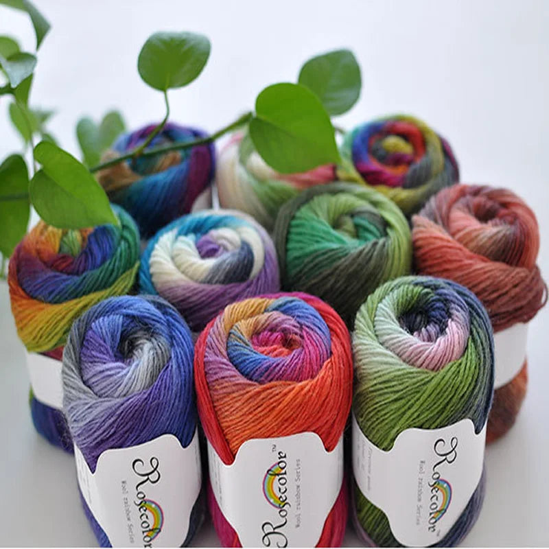 100% rainbow wool yarn 50gr