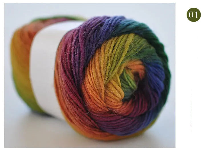 100% rainbow wool yarn 50gr